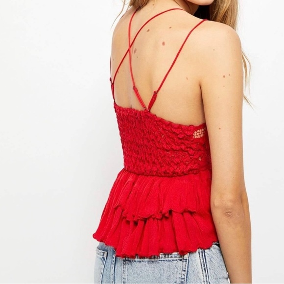 NWT Free People Adella Cami in Cherry Red🍒 - Picture 3 of 7